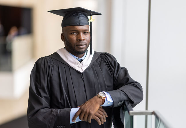 Graduate posing