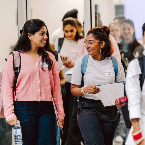 Students walking in hallway